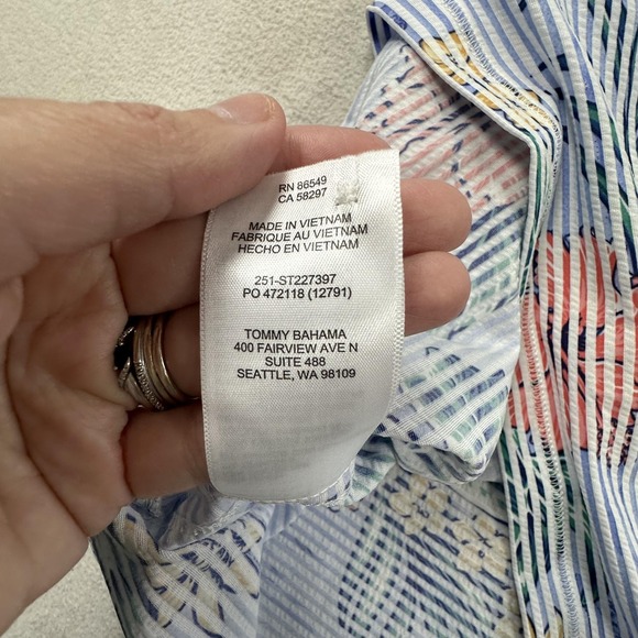 Tommy Bahama Polo Shirt Mens Large Big Sky Blue Costa Wave Isle Camo Golf UPF 30 - Picture 8 of 11